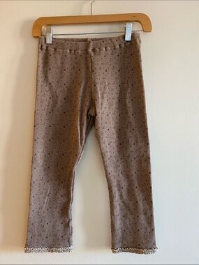 🎀3 for $19✨ Brown Waffle Knit Leggings with Crochet Trim Like new